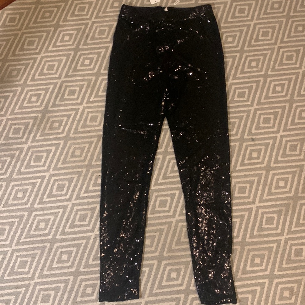 Black sequence pants